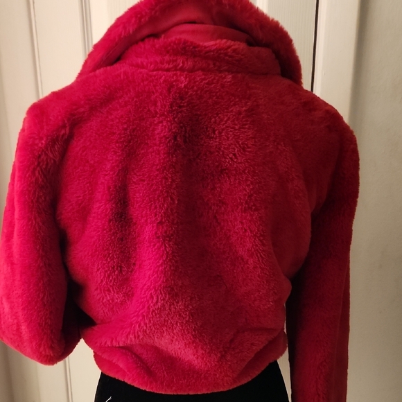Romantic Red Women's Red Faux Fur Jacket - Picture 5 of 5